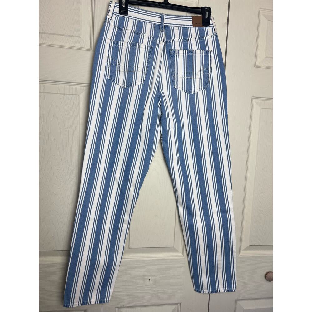 American Eagle Jeans White/Blue Striped Size 4 Regular 100% Cotton - Picture 5 of 11